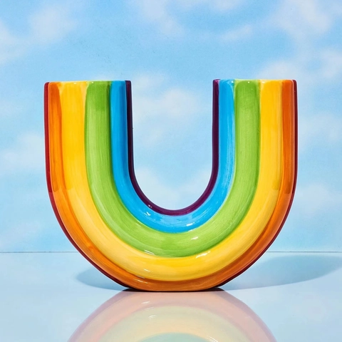 Vaso in Resina Arcobaleno Minimalista Moderno a Forma di U Decorazione Geometrica Creativa per Scrivania Casa e Ufficio