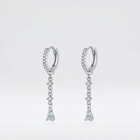 Orecchini A Nappa In Argento 925 Con Zirconia Cubica A Goccia D'acqua Catena Lunga Gioielli Eleganti Per Donna