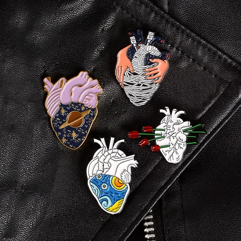 Anatomical Heart Enamel Pin Alloy Brooch Creative Artistic Lapel Badge For Clothes Backpack Accessory Unique Gift