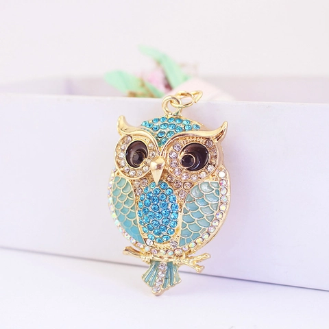 Simpatico Portachiavi Animale Gufo Colorato in Lega di Zinco con Strass Smalto Ciondolo per Borsa Accessorio Regalo Donna