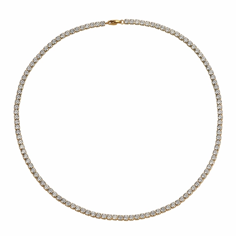 Tennis Chain Necklace Gold Plated Titanium Steel AAA Zirconia Iced Out Hip Hop Streetwear Unisex Elegant Jewelry