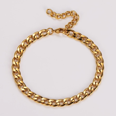 Tobillera De Eslabones Cubanos Acero Inoxidable 304 Chapado En Oro De 18K Estilo Hip Hop Joyería Para Hombres Y Mujeres