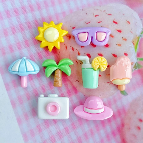 Tema Spiaggia Estate Miniature Ciondoli Resina Plastica Forme Assortite Per Creazione Gioielli DIY Nail Art Arredo Telefono Carino