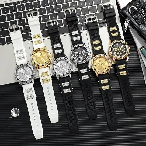Orologio Da Polso Al Quarzo Da Uomo Business Sport Con Cassa In Lega Cinturino In Silicone Fibbia In Acciaio Inox Quadrante Grande