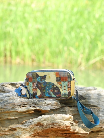 Women PU Leather Crossbody Bag Double Zipper Camera Square Purse Patterned With Adjustable Wide Strap Tassel