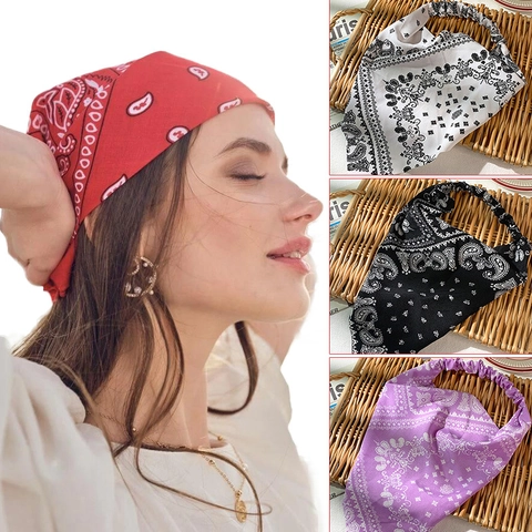 Fascia Bandana Con Stampa Paisley Foulard Elastico Per Capelli Retro Boho Turbante Triangolare In Tessuto Morbido Per Donne