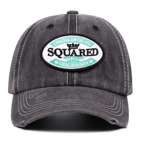 Washed Cotton Baseball Cap Distressed Vintage Sonnenhut Bestickt Squared Buchstaben Patch Verstellbar Streetwear Unisex