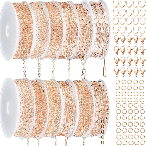 Assortimento Catene Per Creazione Gioielli DIY Ferro Rame Placcato Catena Croce O Per Collana Bracciale Con Chiusure Anelli