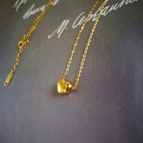 3D Heart Pendant Necklace Titanium Steel 18K Gold Plated High Polished Mirror Finish Minimalist Jewelry For Women