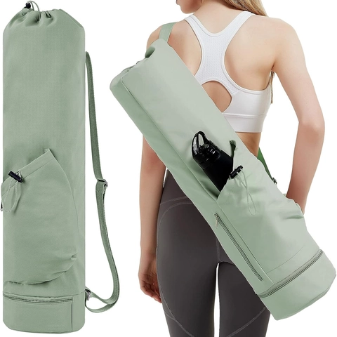 Bolsa De Transporte Para Esterilla De Yoga Gran Capacidad Tela De Sarga Mochila De Almacenamiento Gimnasio Con Correa Ajustable