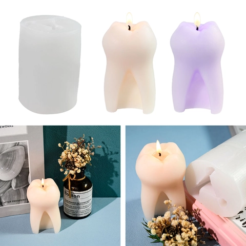 3D Tooth Shape Silicone Mold DIY Candle Making Aromatherapy Soap Gypsum Plaster Creative Molar Desktop Ornament
