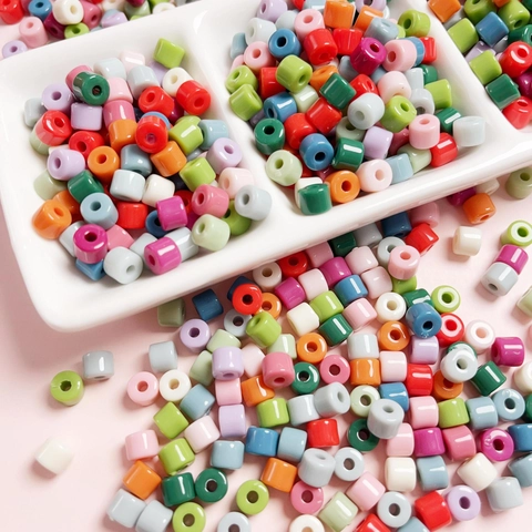 Acrylic Cylinder Loose Beads For DIY Jewelry Making Bracelet Phone Chain Colorful Trendy Spacer Beads