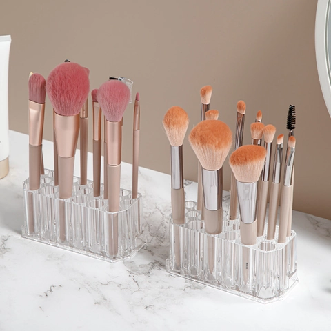 Clear Acrylic Makeup Brush Holder Pen Organizer Vertical Stand Desktop Display Rack For Eyebrow Pencils Eyeliner Brushes