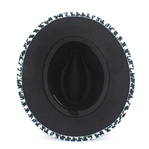 Women Vintage Houndstooth Fedora Hat With Heart Rivet Leather Belt Punk Street Style Jazz Hat For Party Daily Travel