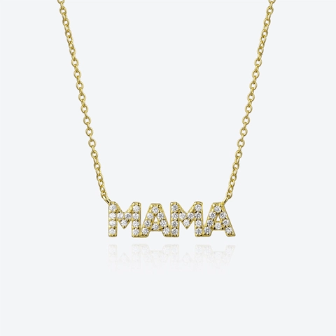Collana Con Ciondolo Lettera MAMA Argento Sterling 925 Zircone Pavé Gioielli Eleganti Regalo Per Donne