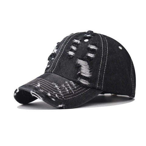 Gorra De Béisbol De Mezclilla Desgastada Algodón Lavado Roto Retro Streetwear Sombrero Hebilla Ajustable Unisex