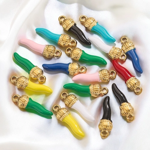 Ciondoli Cornicello Corno Italiano Peperoncino Smalto Acciaio Inossidabile Per Creazione Gioielli DIY