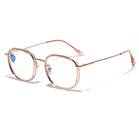 Occhiali Anti-Luce Blu TR90 Rotondi Retro Per Uomo Donna Montatura in Metallo Vintage Protezione UV400 Ottici per Computer