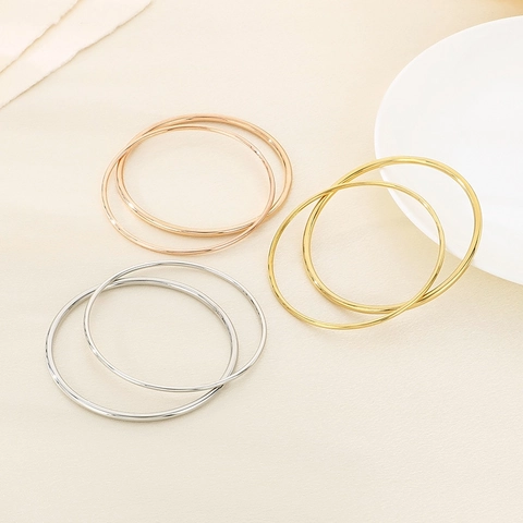 Brazalete Redondo De Alambre De Acero Inoxidable Pulido Pulsera Para Mujer Joyería De Moda Simple Geométrica Y Apilable
