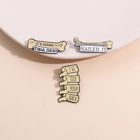 Anatomy Medical Enamel Brooch Pins Funny Bone Spine Puns Zinc Alloy Jewelry Clothing Accessories Backpack Decor