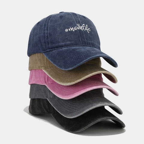 Gorra De Béisbol De Algodón Lavado Retro Distressed Con Bordado Momlife Sombrero De Sol Ajustable Mujeres