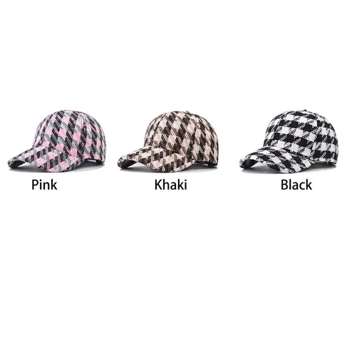 Houndstooth Plaid Baseballkappe Vintage Tweed Warm Verstellbar Sonnenhut Für Damen Und Herren Retro Casual Sport Stil