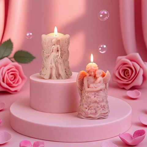 Angel And Mother Floral Girl 3D Relief Silicone Mold For DIY Handmade Candle Soap Plaster Making Food Grade