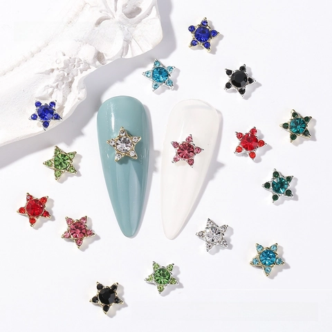 Ciondoli Per Nail Art A Stella 3D Lega Strass Luccicanti Decorazioni Pentagramma Per Manicure Fai Da Te