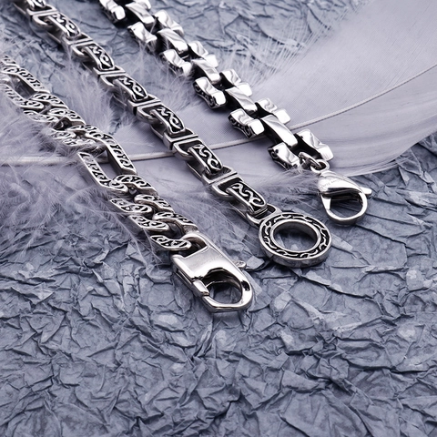 Men Stainless Steel Bracelet Vintage Pattern OT Buckle Punk Industrial Jewelry Retro Silver Color Chain