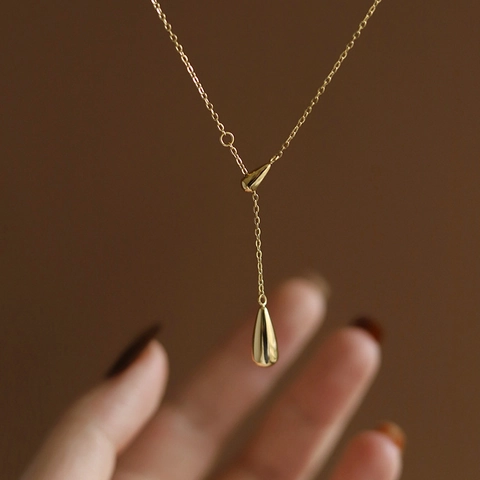 Collana A Y In Acciaio Inossidabile Placcato Oro 18K Pendente A Goccia Regolabile Catena Da Clavicola Minimalista Per Donna