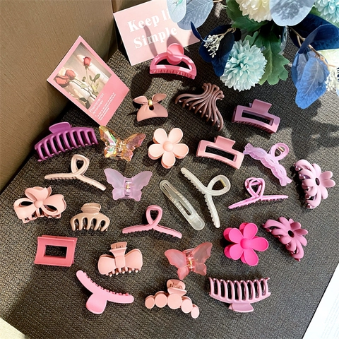 Hair Claw Clips Acrylic Resin Nonslip Flower Butterfly Heart Geometric Designs Hair Accessories For Women Girls