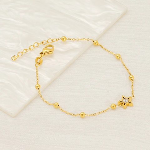 Elegant Stainless Steel Zirconia Bracelet For Women Gold Plated Bowknot Clover Star Flower Adjustable Chain Jewelry Gift