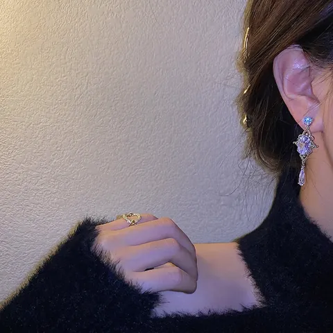 Water Drop Zircon Dangle Earrings With Silver Earring Post Vintage Baroque Style Luxury Sparkling Jewelry For Women