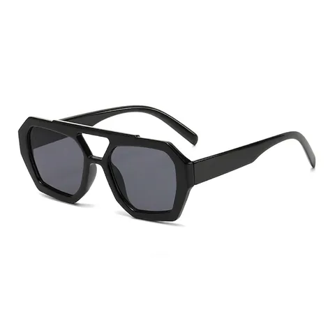 Occhiali Da Sole Esagonali Geometrici Doppio Ponte Montatura PC Lente AC Protezione UV400 Retro Grande Montura Moda Unisex