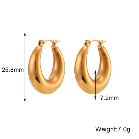 Klobige Creolen 18K Vergoldeter Edelstahl Hohl Tränenform Hochglanzpoliert Minimalistischer Luxusschmuck
