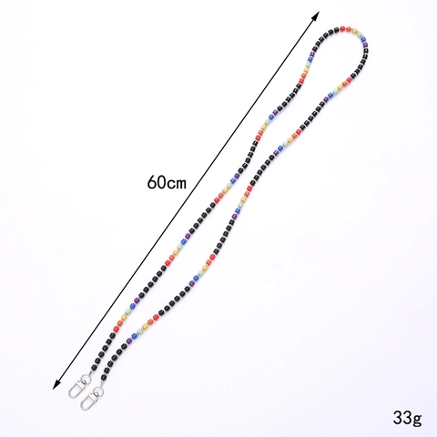 Chaîne de Lanière de Téléphone à Bandoulière Perlée à Cubes Colorés Avec Fermoirs Mousquetons en Métal Pour Bandoulière de Sac