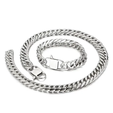 Collar Y Pulsera De Cadena De Eslabones Cubanos De Acero Inoxidable Hip Hop Punk Joyería Geométrica Para Hombres Mujeres