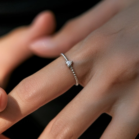 Herzschliff Moissanit Künstliche Perlenring 925 Sterling Silber Eleganter Zierlicher Schmuck Für Frauen