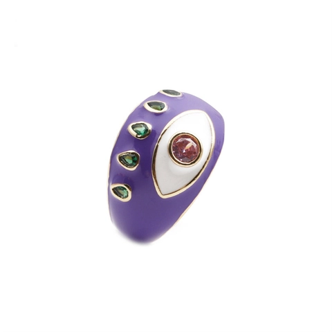 Evil Eye Ring Kupfer Emaille Bunte Zirkon Offen Verstellbar Fingerschmuck Böhmisch Französisch Stil Für Frauen