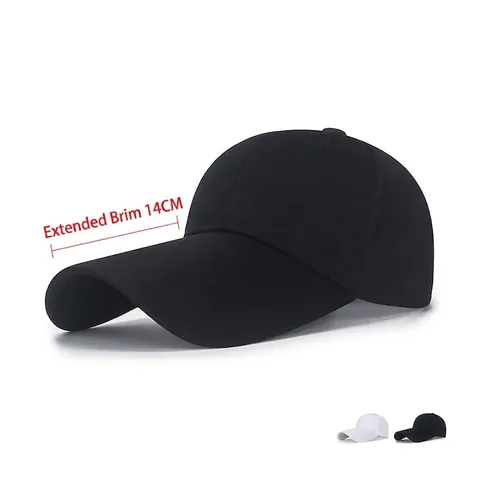 Long Brim Baseball Cap Pure Cotton Sun Protection Outdoor Fishing Hat Solid Color Adjustable Unisex Casual