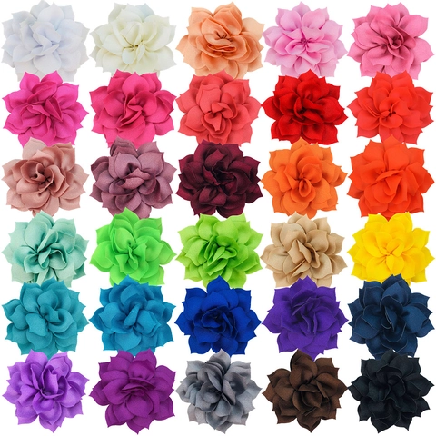 Chiffon Polyester Fabric Lotus Flower Heads Multi Layered For DIY Hair Accessories Apparel Decoration Kids Girls Handcrafted