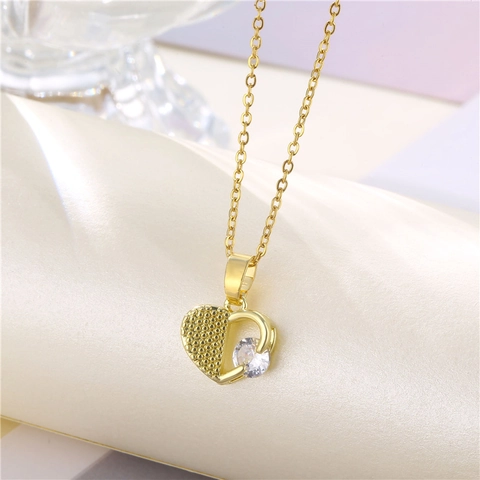 Herz Anhänger Halskette Damen Titanstahl Kupfer Mit Zirkonia Minimalistische Schlüsselbeinkette Harajuku Schmuck Geschenk