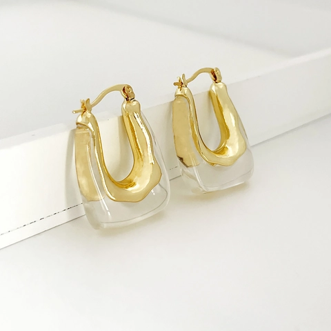 U-Förmige Creolen Aus Harz Und Kupfer Geometrisch Minimalistisch Mode Schmuck Accessoires Für Frauen