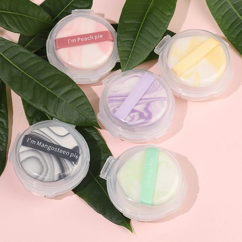 Mini Daumen Make-Up Schwamm Marmor Muster Finger Kissen Schwamm Nicht Latex Trocken Nass Anwendung Mit Box