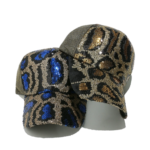 Baseballpet Pailletten Luipaardprint Polyester Ademend Mesh Achterkant Feest Straat Mode Verstelbaar Voor Dames