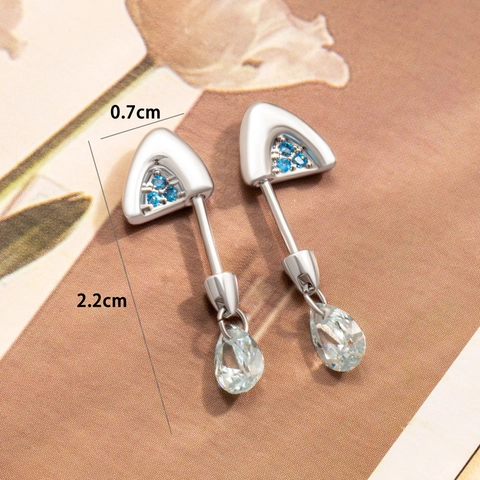 Titanium Steel Copper Zircon Cat Ear Cartilage Stud Earrings Water Drop Dangle Screw Back Piercing Jewelry For Women