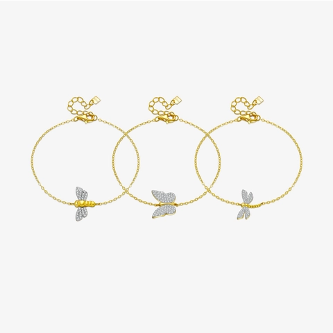 Bracciale Ape Farfalla in Argento Sterling 925 per Donna Elegante Gioielli a Catena con Ciondolo Animale Intarsiato in Strass Regalo di Anniversario