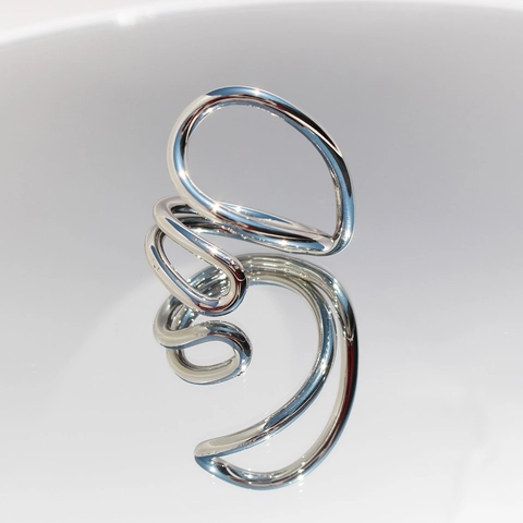 Anello Aperto Geometrico Irregolare Onda Minimalista Ottone Lucido Gioielli Regolabili Per Uomo Donna