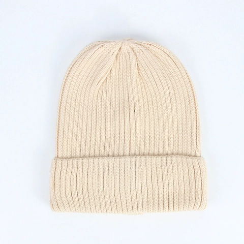 Unisex Solid Color Knit Beanie Hat Ribbed Cuffed Winter Warm Soft Core Spun Yarn Skull Cap for Men Women
