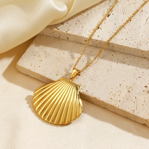 Gioielli Con Collana Con Pendente A Conchiglia E Orecchini In Acciaio Inossidabile Tema Oceano Vacanze Al Mare Donne
